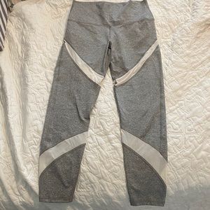 Aerie Gray and White Stripe Mesh Leggings Sz M